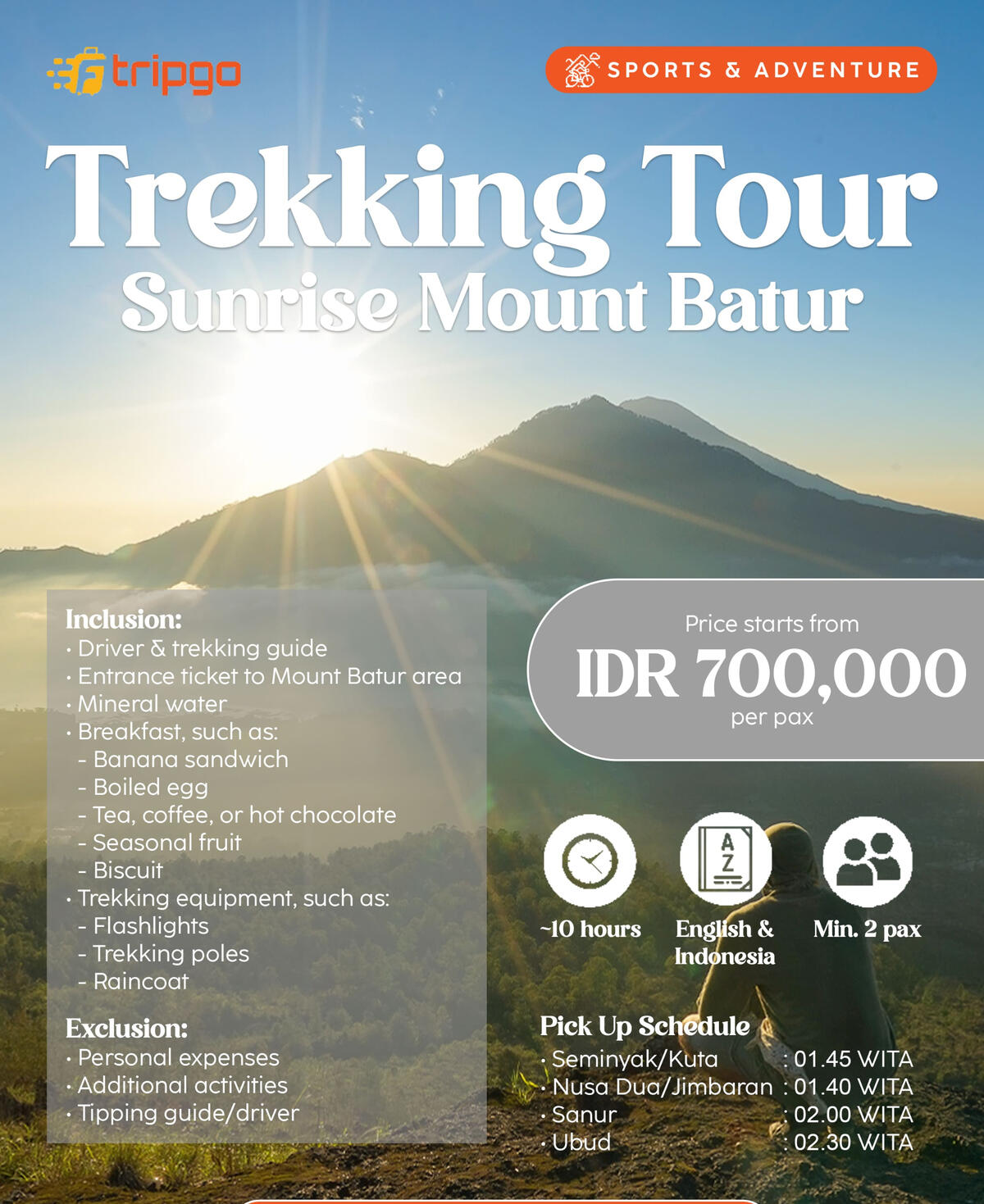 trekking tour sunrise mount batur